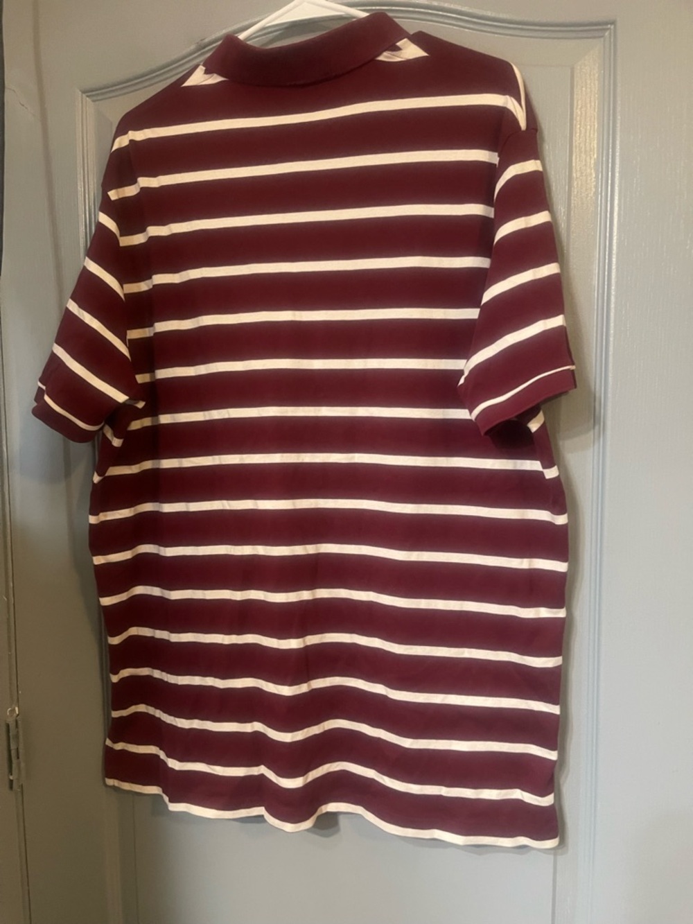 Ralph Lauren burgundy and White Striped Polo Shirt - Picture 2 of 6